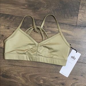 Alo | Sunny Strappy Bra in Olive Glossy NWT